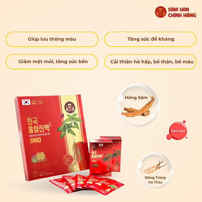Nước Hồng Sâm DKG 70ml x 30 Gói Hàn Quốc - Korean Red Ginseng Extract DKG