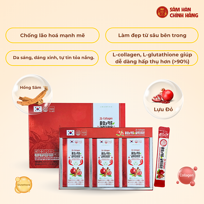 hồng sâm lựu collagen hàn quốc làm đẹp da